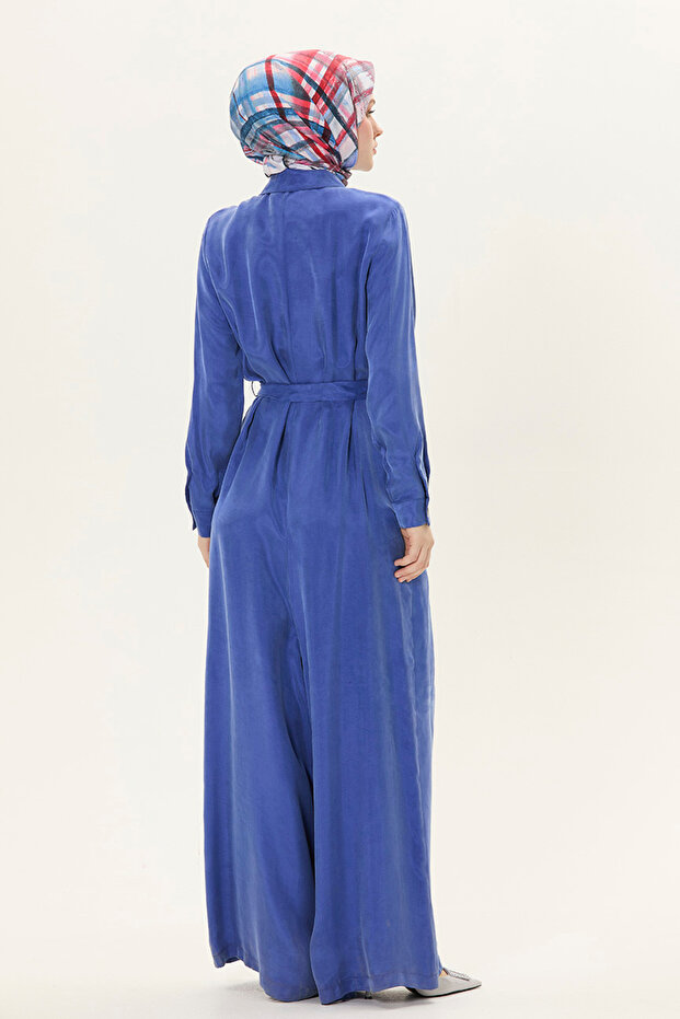 Düğmeli Kuşaklı Tulum - 5