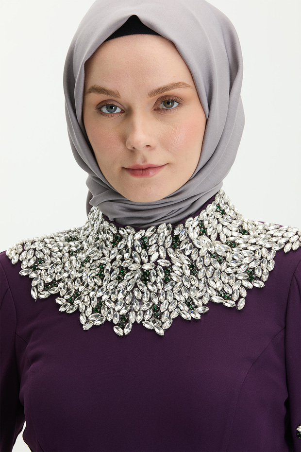 Taş İşlemeli Abiye Elbise - 6