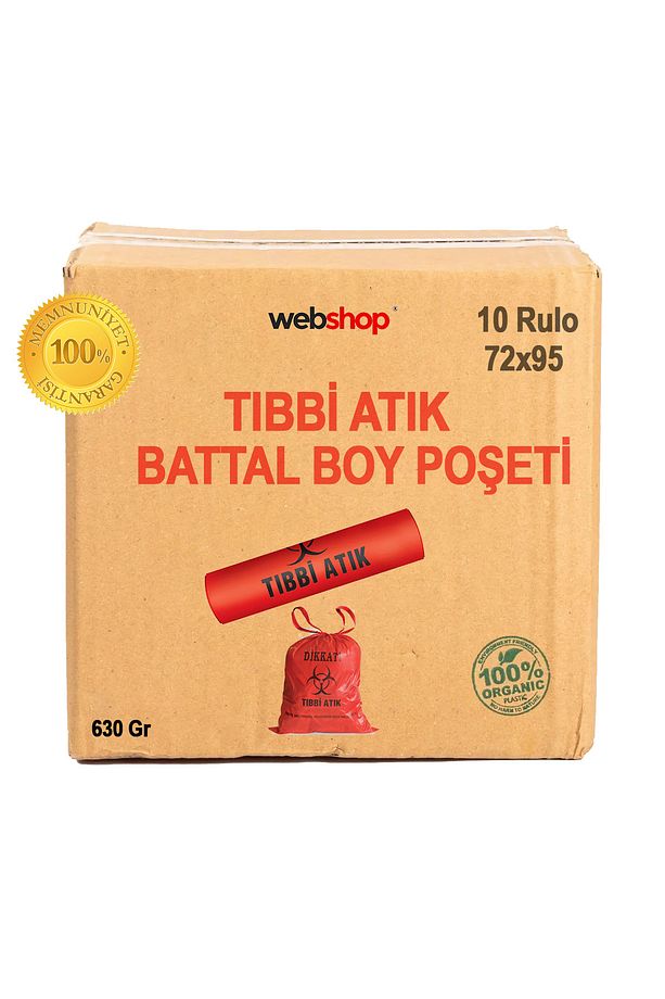 10 Rulo Tıbbi Atık Çöp Poşeti Battal Boy 630 gr (1 KOLİ) 72x95 Çöp Torbası - 1