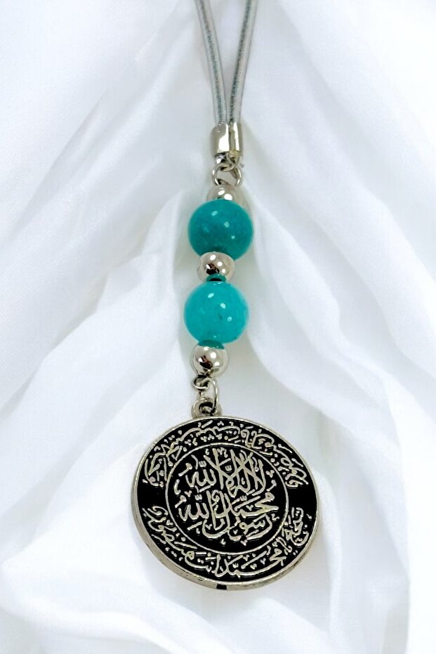 Turquoise Natural Stone Seal Sheriff Car Rearview Mirror Ornament