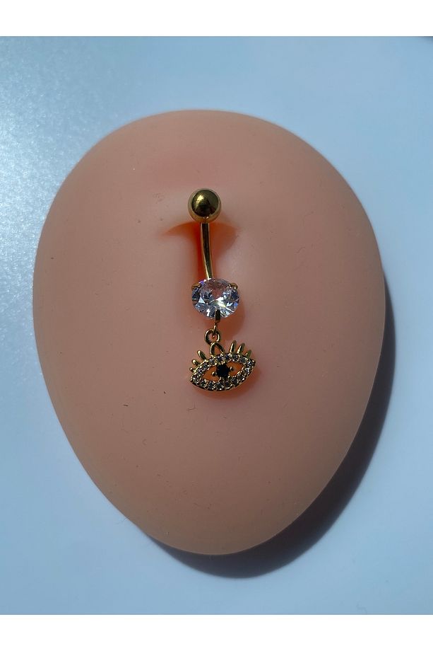 Göbek Çelik Piercing Göz Model Zirkon Taşlı - 3