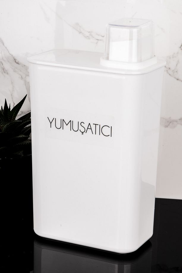 Kendinden Ölçekli Deterjan Kutusu Seti Toz Deterjan Yumuşatıcı Etiketli 3000ml Mika Deterjanlık - 3