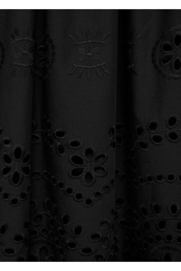 Pamuk elbise, delikli nakışlı - 5