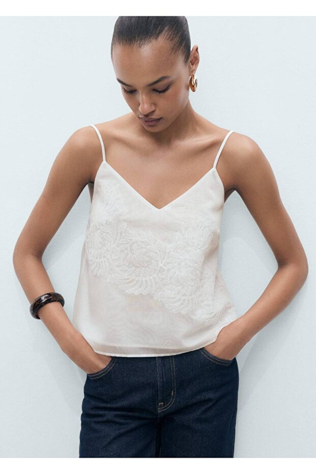 Dantel askılı bluz - 1