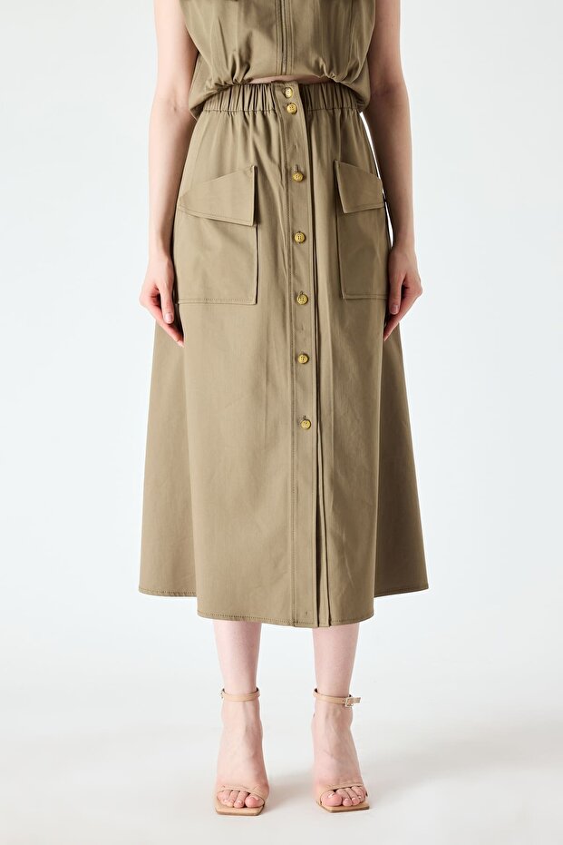 Elastik bel midi boy etek - 2