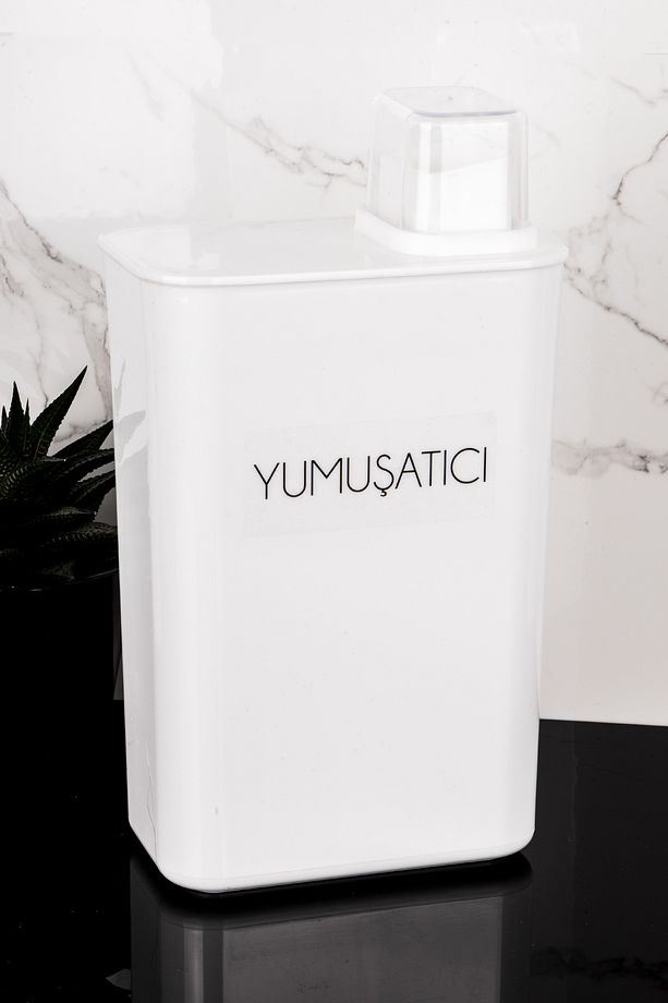 Kendinden Ölçekli Deterjan Kutusu Seti Toz Deterjan Yumuşatıcı Etiketli 3000ml Mika Deterjanlık - 5