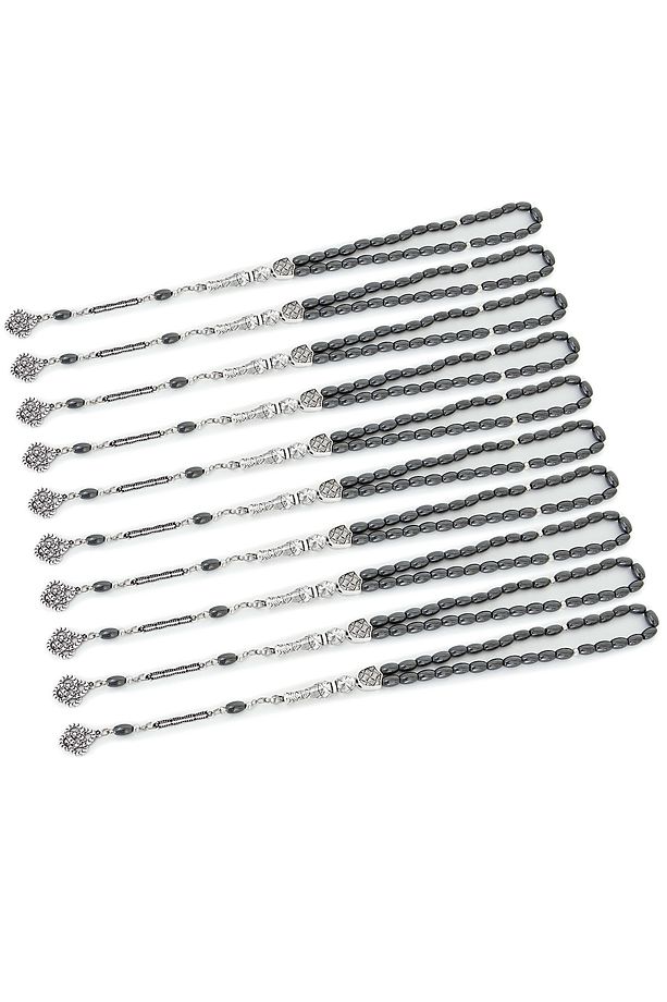 10 Adet Arpa Model Hematit Tesbih, Toptan Tesbih, Hediyelik Tesbih - 2
