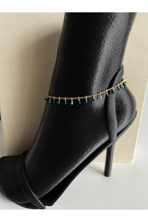 Bead Detail Steel Women's Anklet