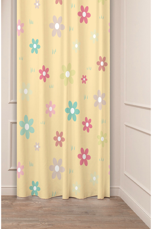 Flowers Leaf Striped Bohemian Patterned Special Design Digital Printed (Single Wing) Modern Stylish Background Curtain