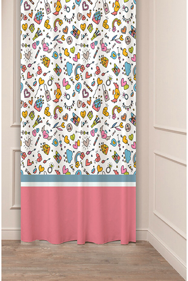 Bohemian Geometric Line Shapes Special Design Patterned Digital Printed (Single Wing) Modern Stylish Background Curtain