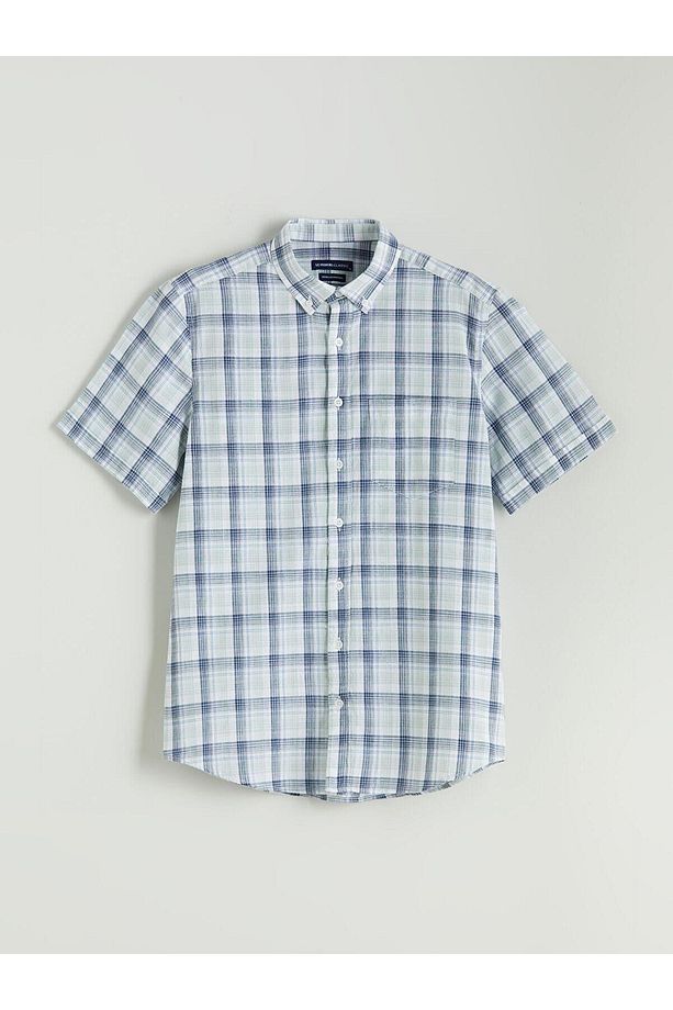 LCWAIKIKI Classic Regular Fit Kısa Kollu Ekose Erkek Gömlek (S5) - 1