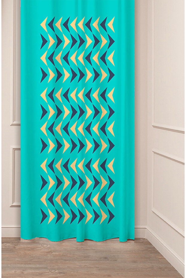 Geometric Line Shapes Special Design Patterned Digital Printed (Single Wing) Modern Stylish Background Curtain