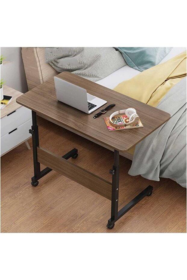 Adjustable Movable Laptop Table 40x80cm - Dark Brown - 1