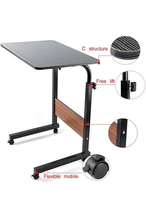 Adjustable Movable Laptop Table 40x80cm - Dark Brown - 2