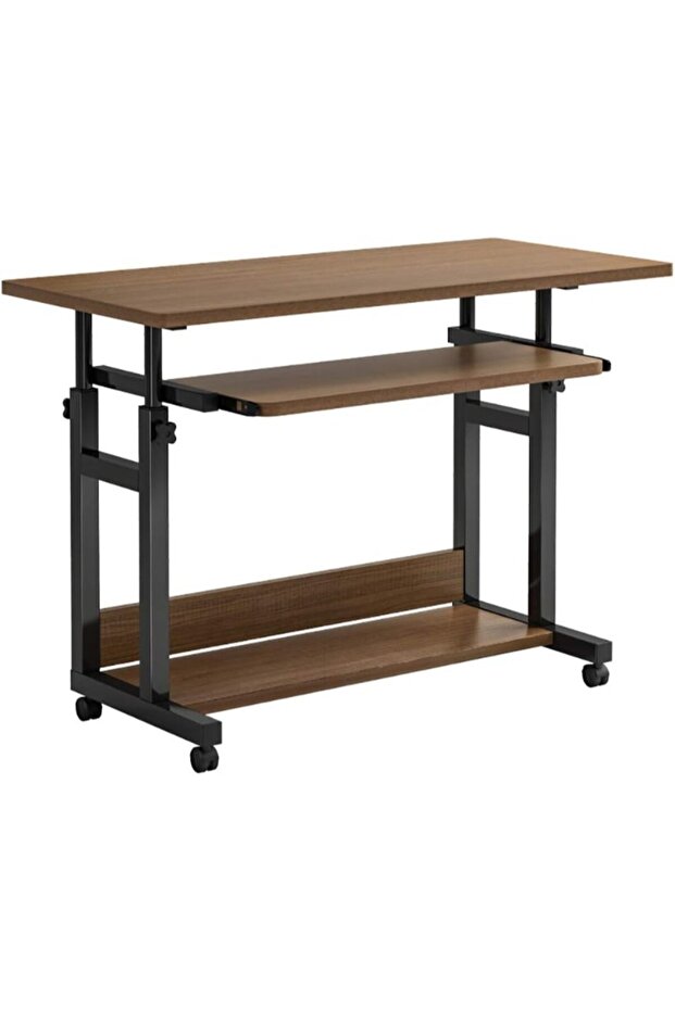 طاولة كمبيوتر مكتبي متحركة – قابلة للتعديل – 80×45 سم – بني - 2