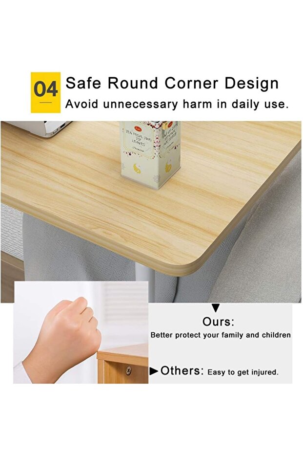Movable Height Adjustable Laptop Table (40*80 cm) - Beige - 5