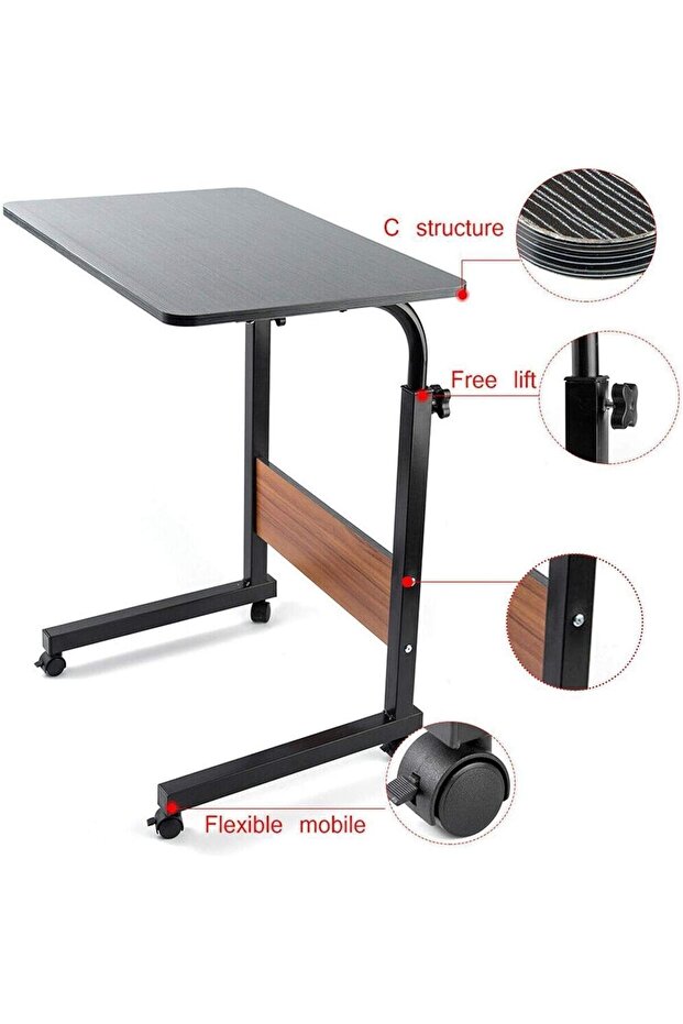 Movable Height Adjustable Laptop Table (40*80 cm) - Beige - 7