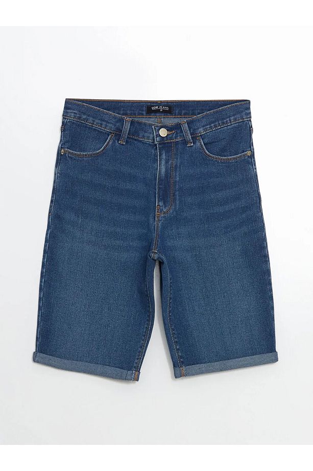 LCW Jeans Indigo Dar Fit Kadın Jean Şort - 3