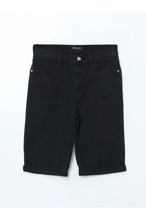 LCW Jeans Siyah Bermuda Fit Kadın Jean Şort - 1