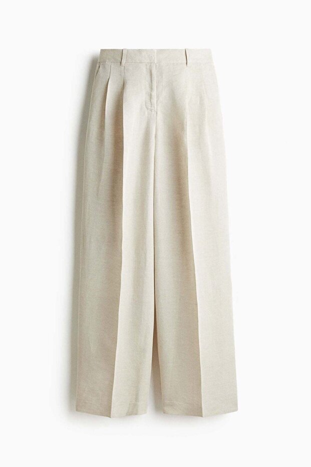Linen-blend tailored trousers