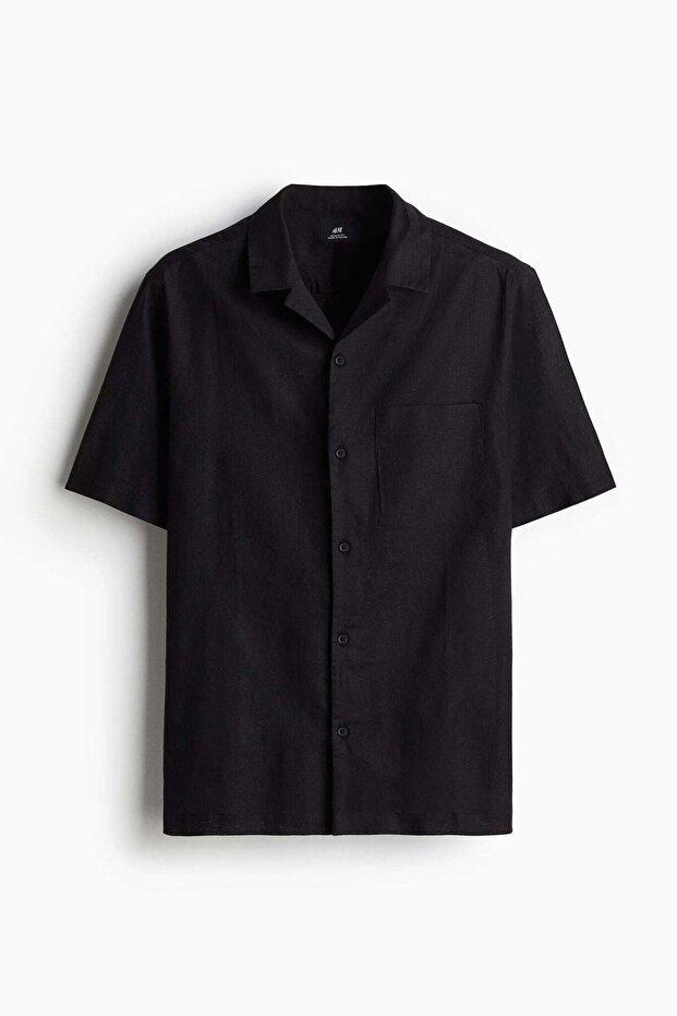 Regular Fit Short-sleeved linen-blend shirt