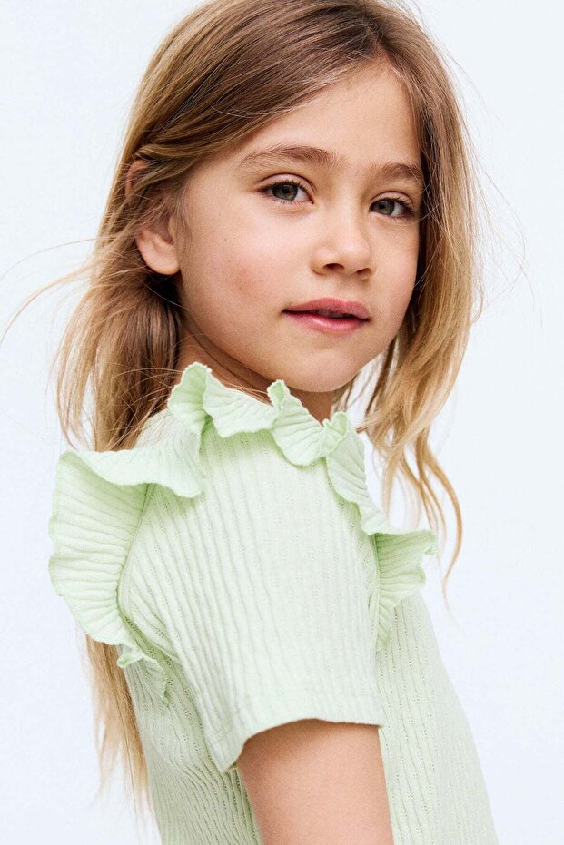 Flounce-trimmed cotton top
