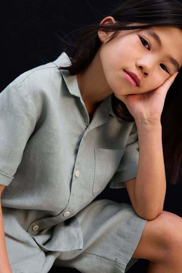 طقم كتان مكون من قطعتين - 3