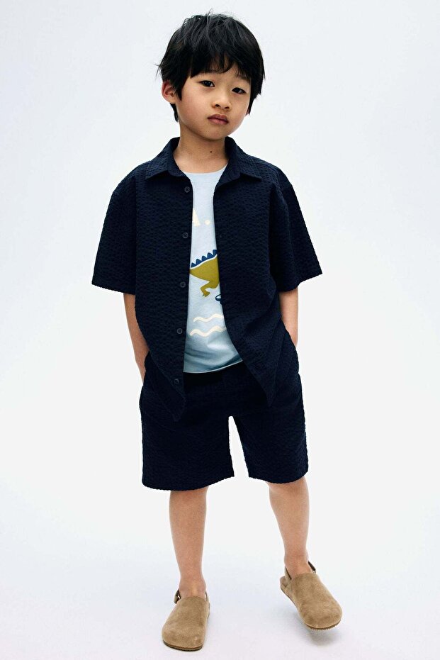 Cotton seersucker shorts