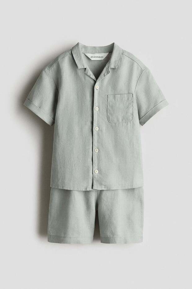 طقم كتان مكون من قطعتين - 4