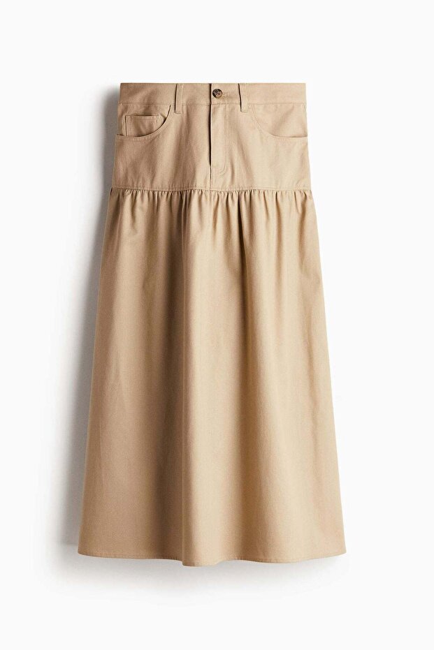 Flared-hem denim skirt