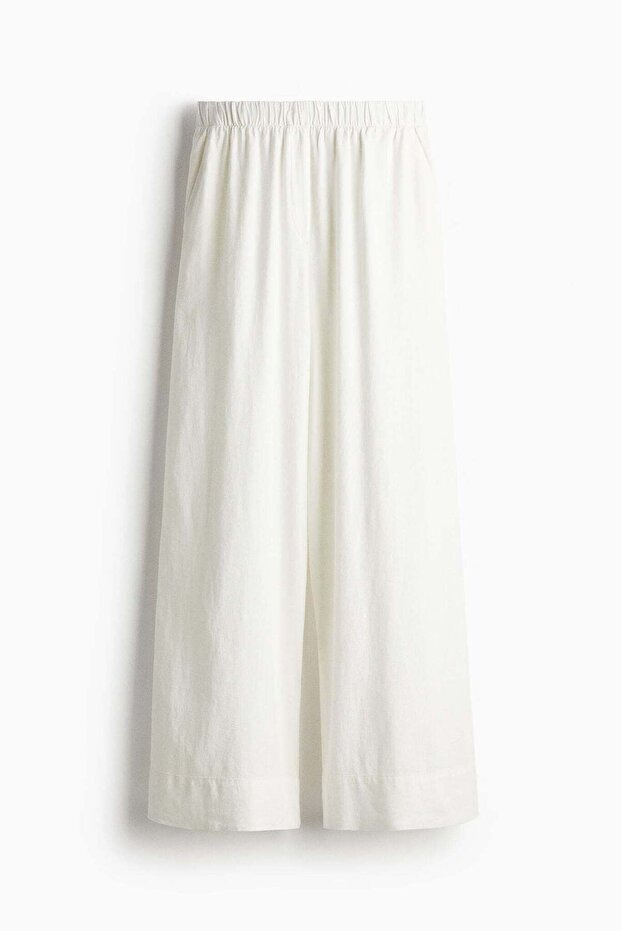 Wide linen-blend trousers