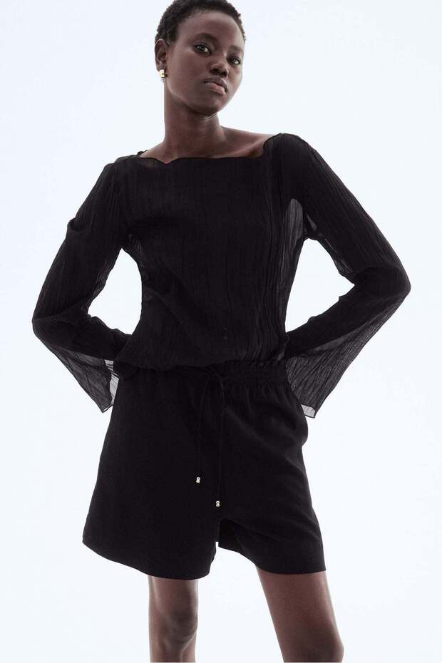 Linen-blend drawstring shorts - 2