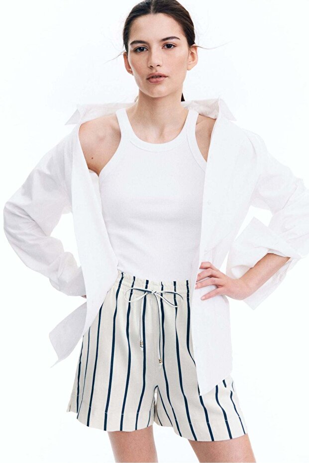 شورت برباط من مزيج الكتان - 3