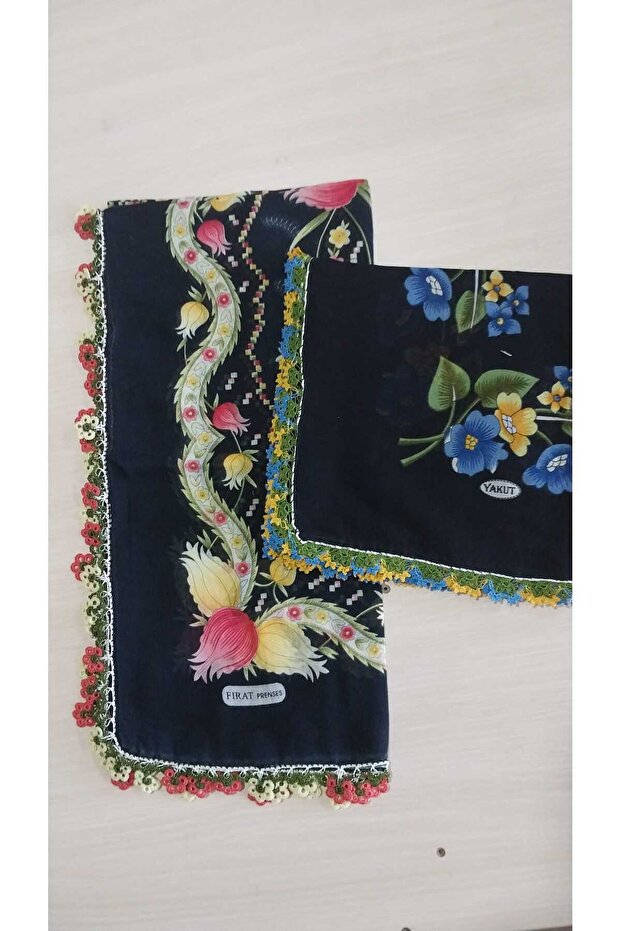 Handcrafted 2 Pcs Crochet Embroidered Writing/Crochet Writing/Vintage/Dowry Yemeni/100X100/Cotton