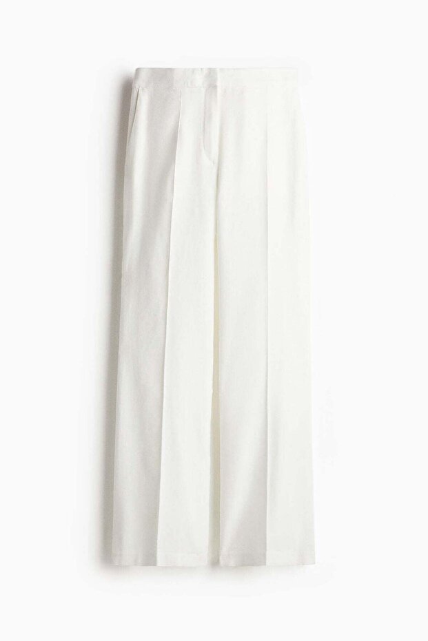 Bootcut linen-blend trousers