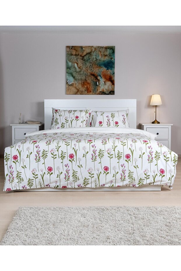 Cotton Collection Double Duvet Cover Set Fleur