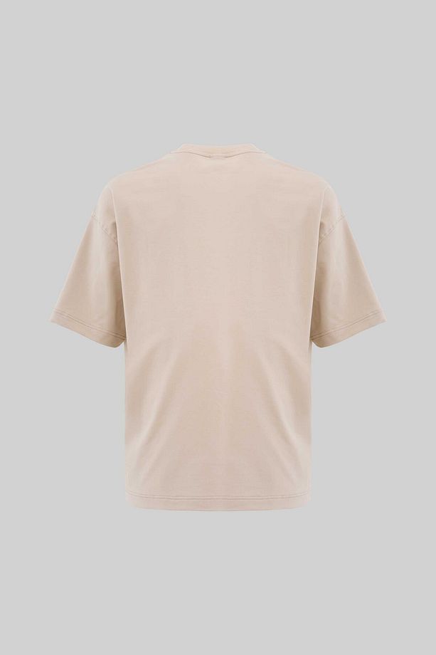 Erkek Mud Technical Printed Oversize Soft Bej Tişört - 3