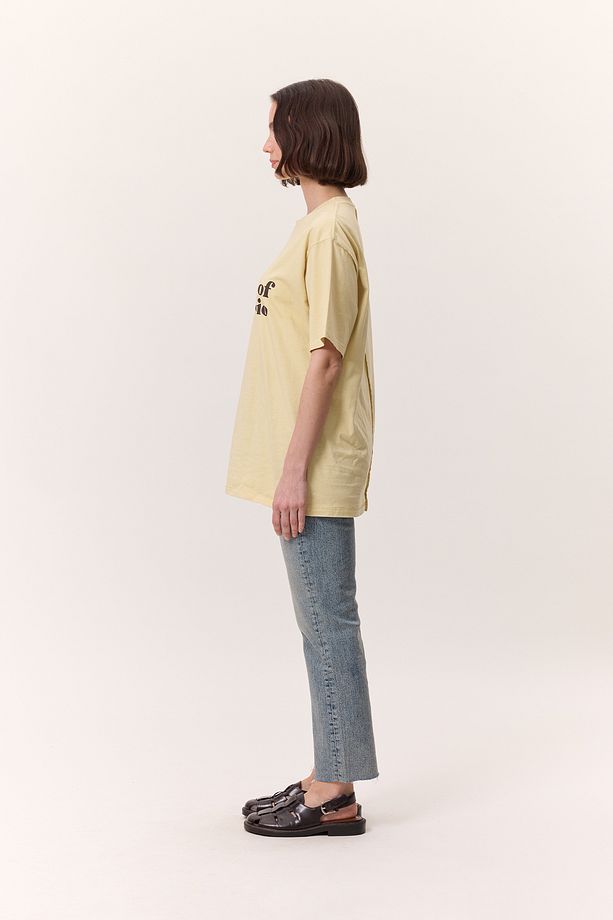 YIKAMA EFEKTLİ KISA KOLLU TSHIRT SARI - 7