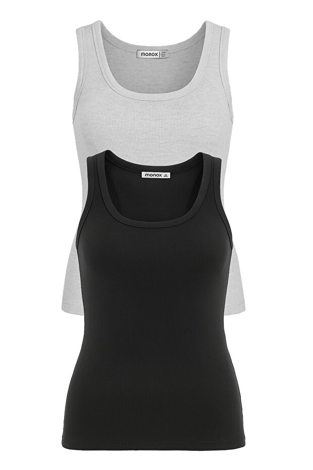 Women's Ribbed Lycra Cotton Strap 2-Piece Undershirt