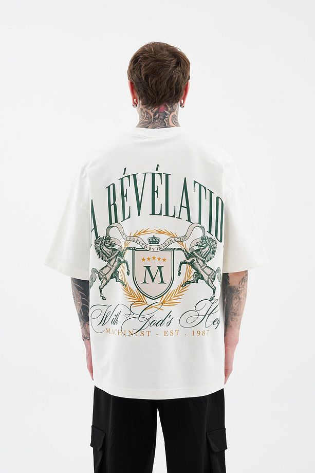 Erkek La Revelation Printed Oversize Ekru Tişört - 6