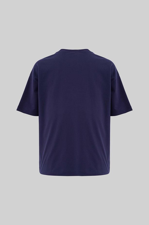 Erkek Mud Technical Printed Oversize Lacivert Tişört - 3
