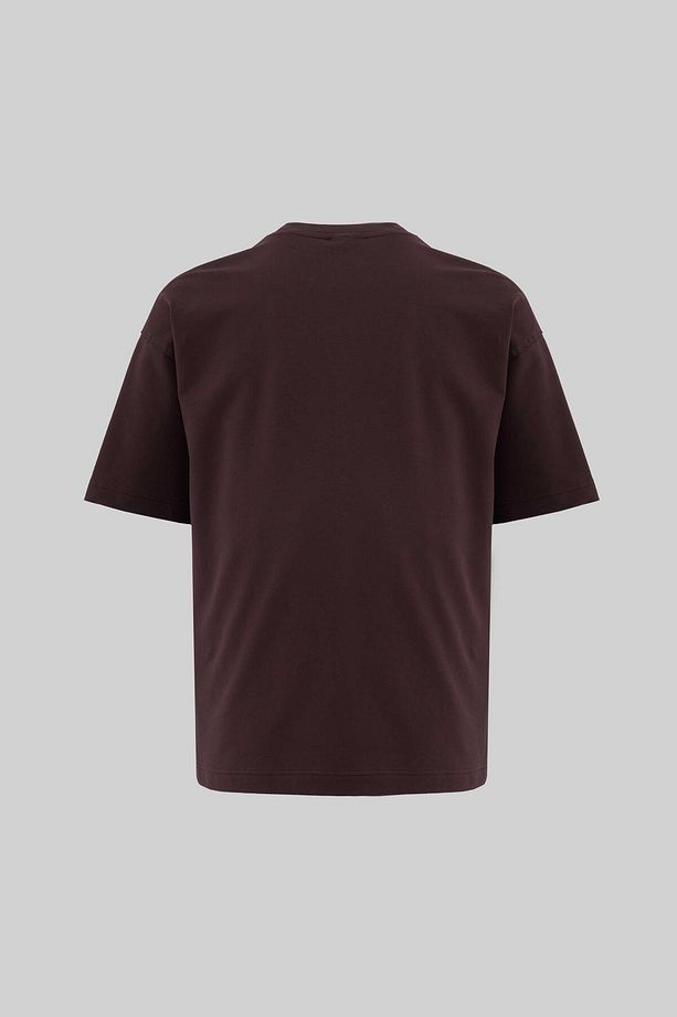 Erkek Mud Technical Printed Oversize Kahverengi Tişört - 3