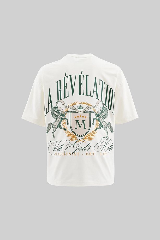 Erkek La Revelation Printed Oversize Ekru Tişört - 1