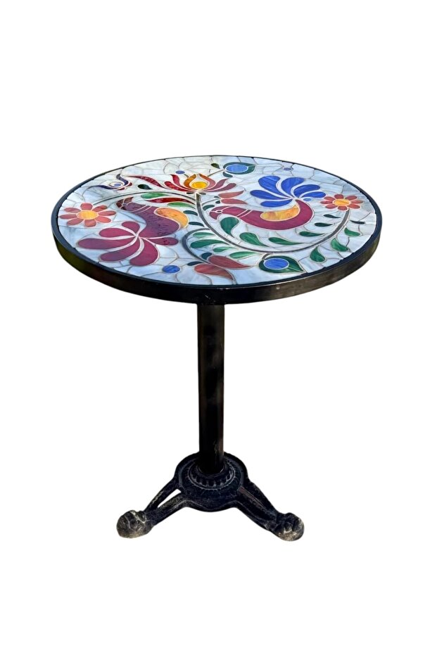 El Yapımı Tasarım Vitray Cam Mozaik Masa, Sehpa - 1