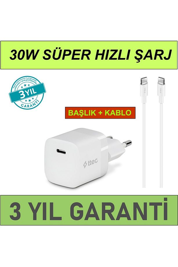 SmartCharger 30W PD Başlık + USB-C Kablo iPhone 16 PRO MAX Şarj Set MELODİ - 1