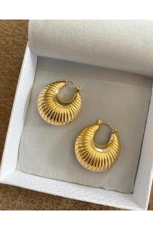 Midye Gold Çelik Küpe