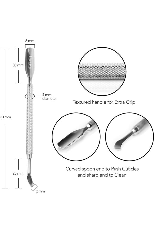 Professional Stainless Steel Cuticle Nail Pusher Sharp Edge Spoon Shape