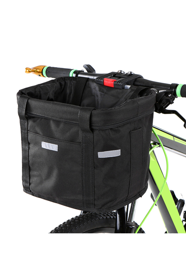 Black 34x24x24.5cm Bicycle Front Basket Removable Waterproof Bike Handlebar Basket Pet Carrier Frame