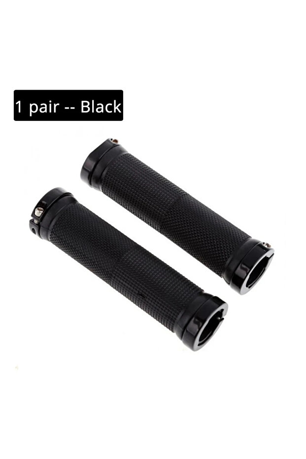 Black Bicycle Handle Bar Grips Road Mountain Bike Handlebar Grips MTB Alloy Bilateral Lock Non-s...