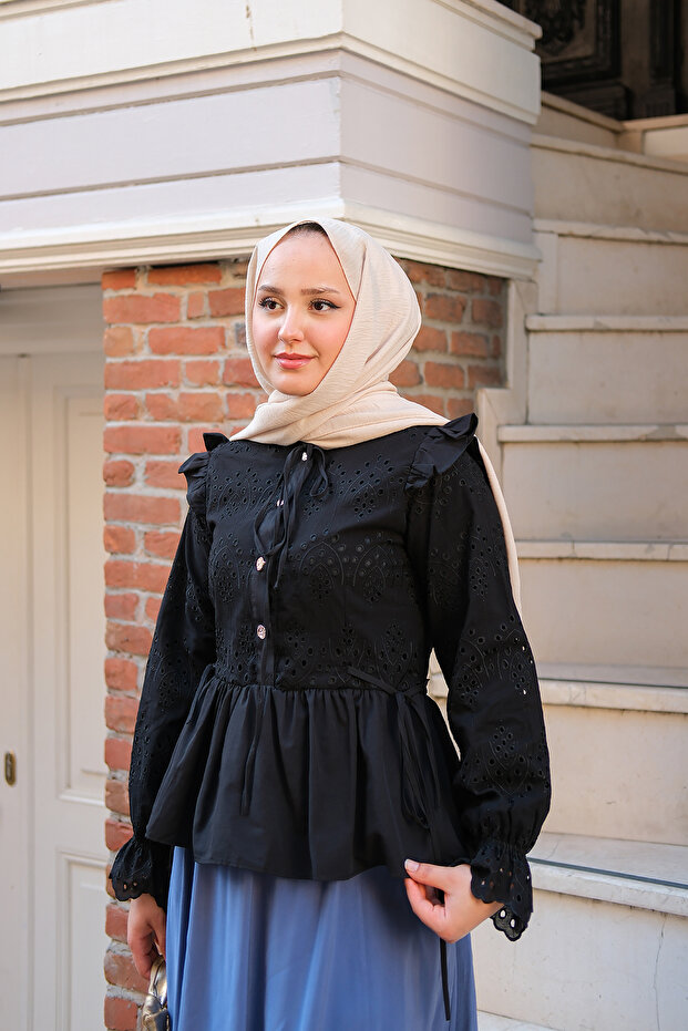 Women's Skirt Pleated Shirt Black